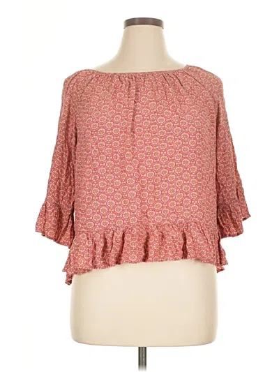 Pre-owned Vintage America Blues 3/4 Sleeve Blouse In Pink