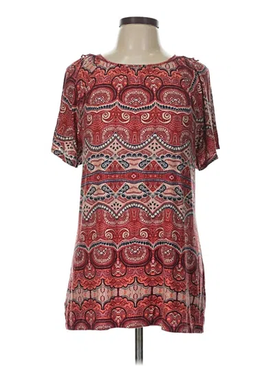 Pre-owned Vintage America Blues Short Sleeve Blouse In Burgundy