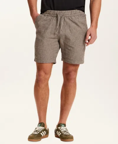 Vintage & Black Men's Chambray Drawstring Stripe Shorts In Brown