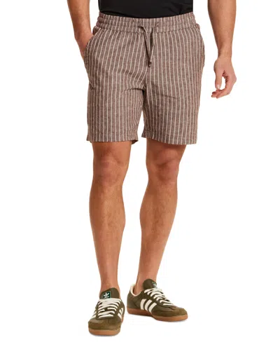 Vintage & Black Men's Chambray Drawstring Stripe Shorts In Brown
