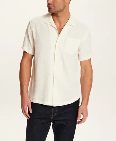 Vintage & Black Men's Crinkle Texture Camp Collar Shirt In White