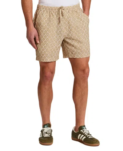 Vintage & Black Men's Drawstring Medallion Print Seersucker Short In Brown