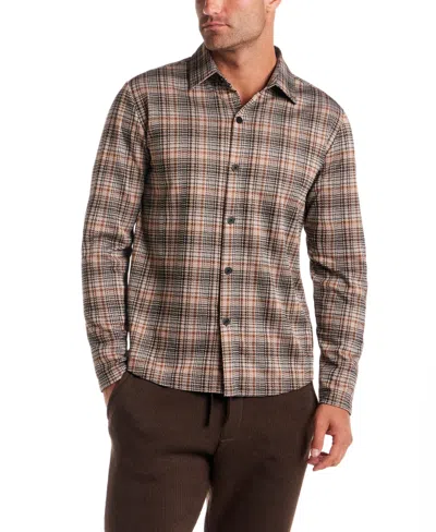 Vintage & Black Men's Long Sleeve Bold Plaid Shirt In Brown