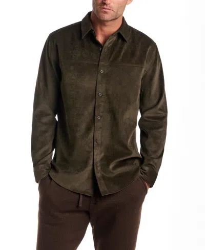 Vintage & Black Men's Long Sleeve Button Down Solid Cord Shirt In Brown