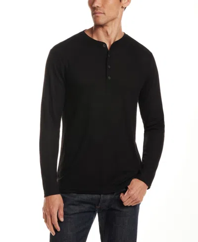 Vintage & Black Men's Long Sleeve Henley Neck T-shirt In Black