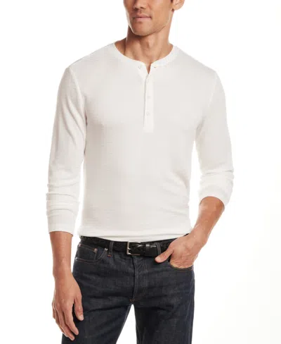 Vintage & Black Men's Long Sleeve Henley Neck T-shirt In White