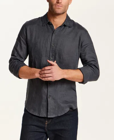Vintage & Black Men's Long-sleeve Linen Shirt In Black