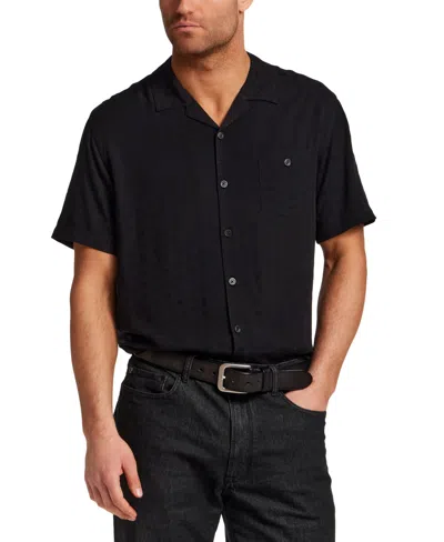 Vintage & Black Men's Short-sleeve Dobby Camp Collar Shirt In Black