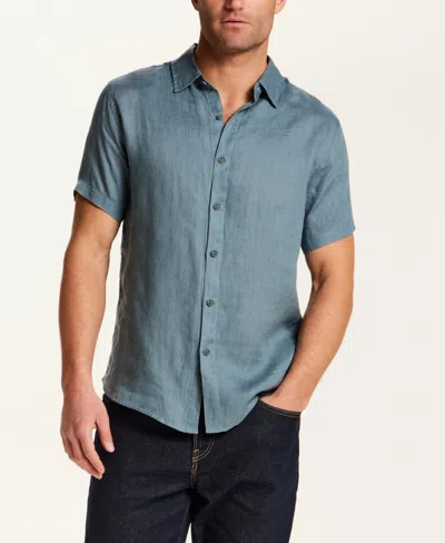 Vintage & Black Men's Short-sleeve Linen Shirt In Blue