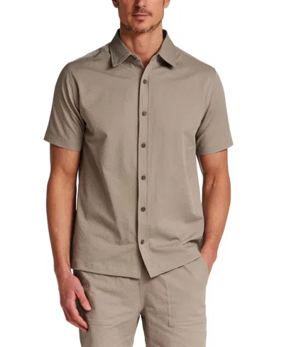 Vintage & Black Men's Short-sleeve Mini Seersucker Shirt In Brown