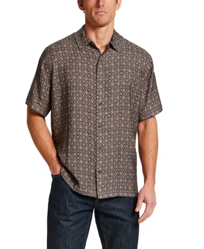 Vintage & Black Men's Short-sleeve Petal Print Shirt In Brown