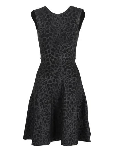 Pre-owned Vintage Animal-print Dress In Black