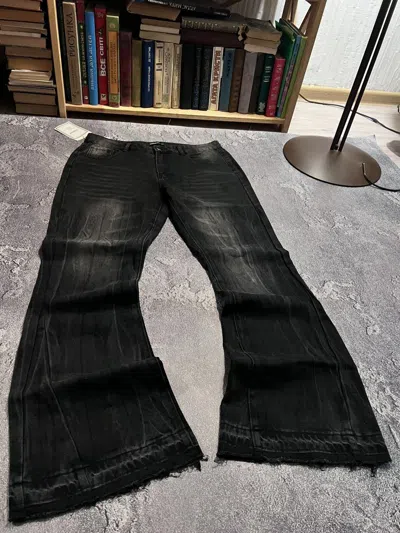Pre-owned Vintage Archive Washed Flared Jean / Darkwear Y2k Number Nine Style In Black