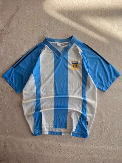 Pre-owned Vintage Argentina Ortega Distressed Jersey Soccer In Blue