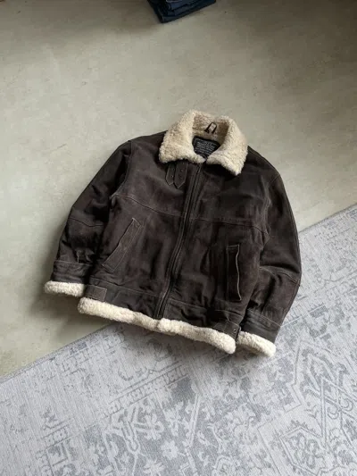 Pre-owned Vintage B-3  Ship Leather Aviation Bomber Jacket Avirex Style In Brown