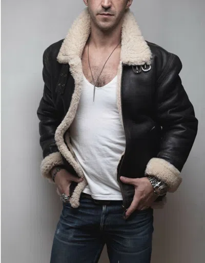 Pre-owned Vintage B3 Sheepskin Shearling Bomber Jacket Size 42-44 L In Brown