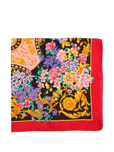 Pre-owned Vintage Baroque-print Foulard In Red