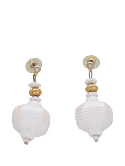 Pre-owned Vintage Beaded Drop Earrings In Gold