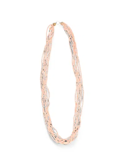 Pre-owned Vintage Beaded Multi-strand Necklace In Pink