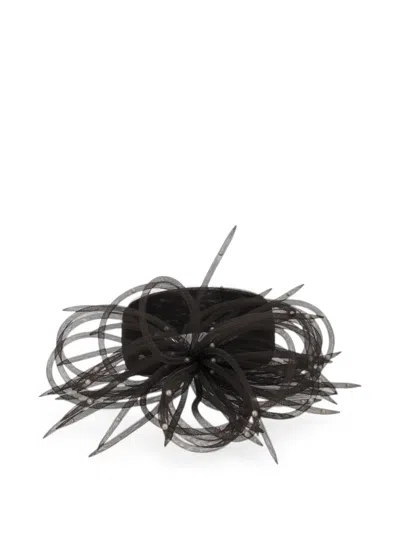 Pre-owned Vintage Bead-embellished Mesh Headband In Black