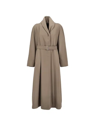 Pre-owned Vintage Belted Shawl-lapel Coat In Green