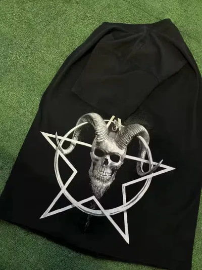 Pre-owned Vintage Bloodstock Devil Satanic Goat Head Pentagram Tee In Black