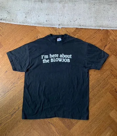 Pre-owned Vintage Blowjob Boomer Humour Tee Horny Sex Joke 90's Porn In Black