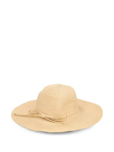 Pre-owned Vintage Bow-detail Sun Hat In Neutral