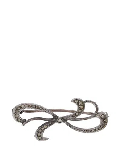 Pre-owned Vintage Bow-shaped Brooch In Silver