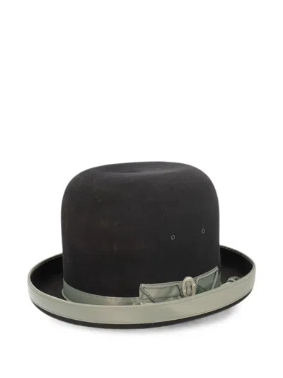 Pre-owned Vintage Buckled Bowler Hat In Black