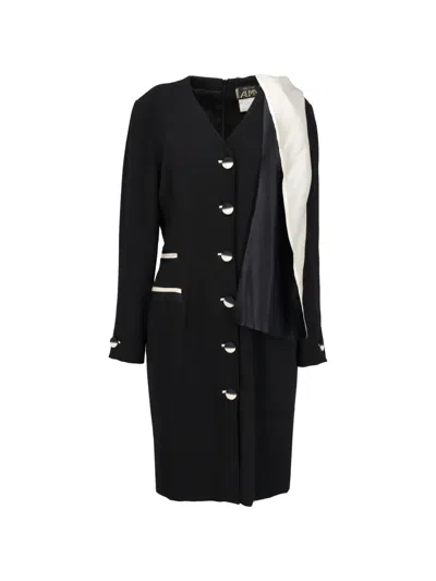 Pre-owned Vintage Button-up Dress In Black