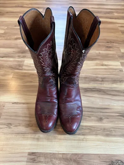 Pre-owned Vintage Cherry Red Cowboy Boots