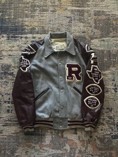 Pre-owned Vintage Class Of 1980 Gray And Maroon Varsity Jacket