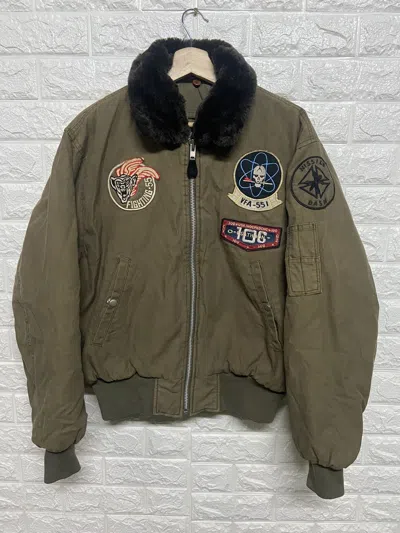 Pre-owned Vintage Cold Weather Military Bomber Jacket In Green