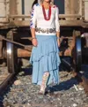 Vintage Collection Austin Denim 3 Tiered Skirt In Blue In Blue