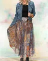 Vintage Collection Cheyenne Nomad Pleated Skirt In Brown Multi In Brown