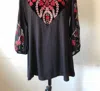 VINTAGE COLLECTION JOYFUL EMBROIDERED TUNIC IN BLACK