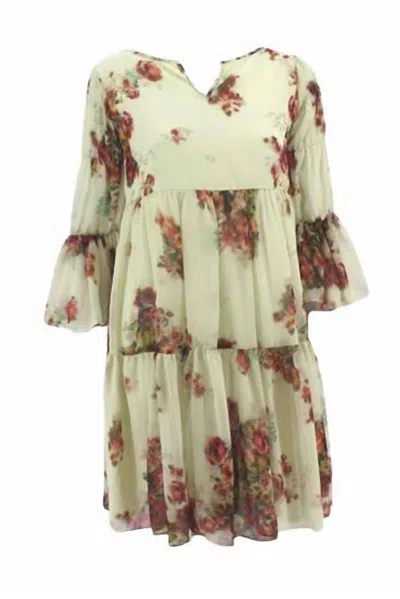 Vintage Collection Women's Flower Bouquet Short Dress In Cream In Green