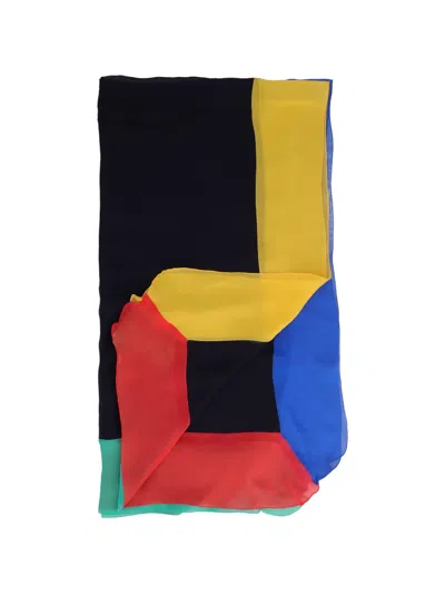 Pre-owned Vintage Colour-block Scarf In Black