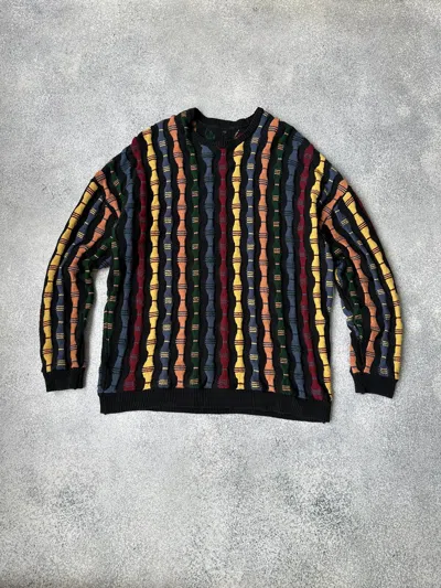 Pre-owned Vintage Coogi Style Embroidered Multicolor Heavy Sweater