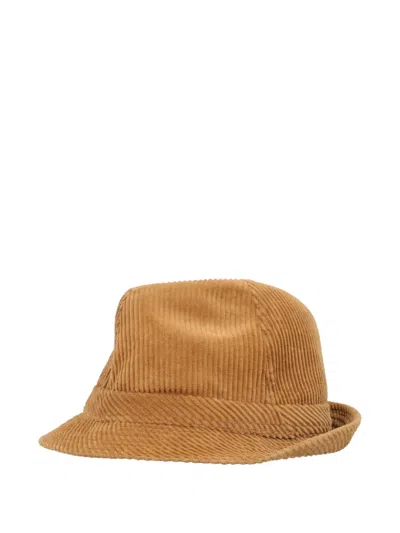 Pre-owned Vintage Corduroy Trilby Hat In Neutral