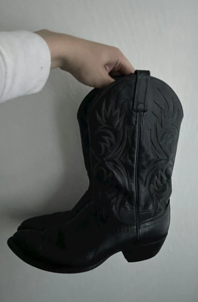 Pre-owned Vintage Cowboy Boots In Black