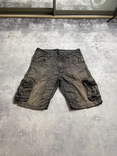 Pre-owned Vintage Crazy Distressed Y2k Military Baggy Work Cargo Shorts Jorts In Black