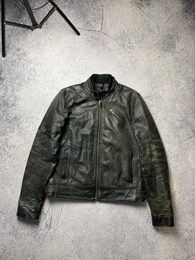 Pre-owned Vintage Crazy True  Cycle Rider Leather Jacket Biker Y2k In Black