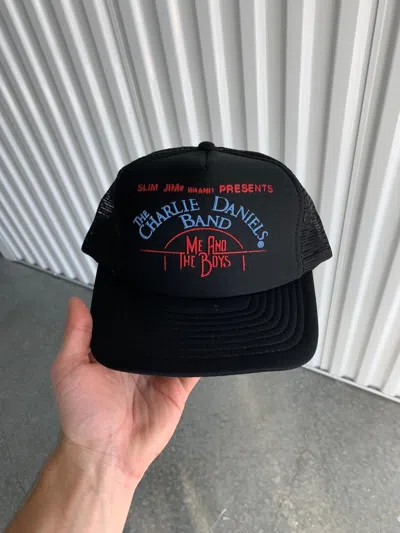 Pre-owned Vintage Crazy  90's Charlie Daniels Trucker Hat In Black