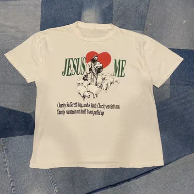 Pre-owned Vintage Crazy  90's Single Stitch Jesus Loves Me Tee In White