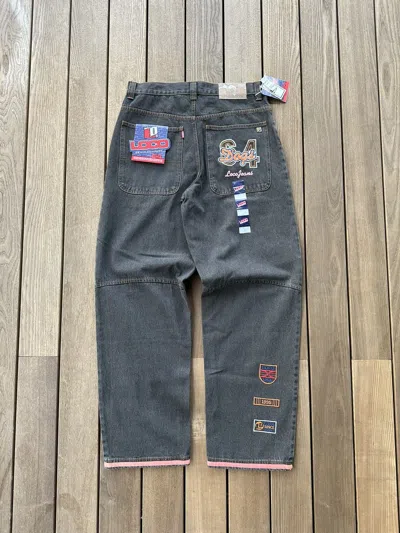 Pre-owned Vintage Crazy Y2k 2000s Baggy Denim Jeans In Black