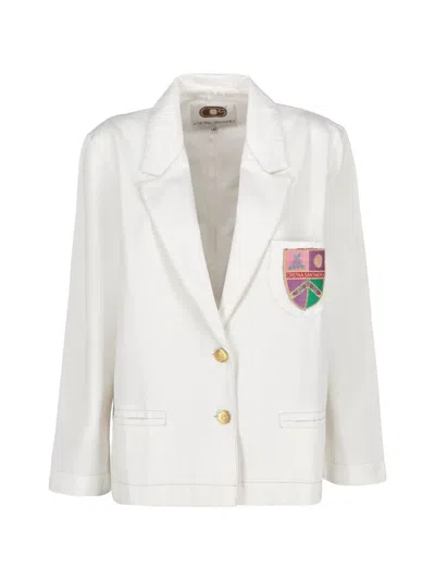 Pre-owned Vintage Crest-patch Jacket In White