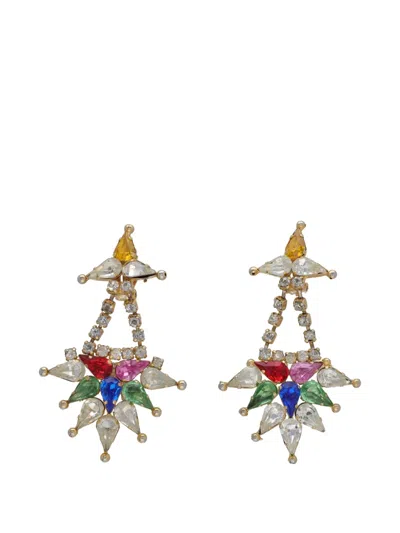 Pre-owned Vintage Crystal Drop Earrings In Gold