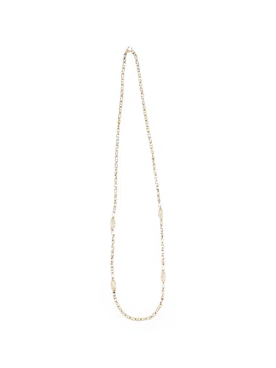Pre-owned Vintage Crystal-embellished Chain Necklace In Gold